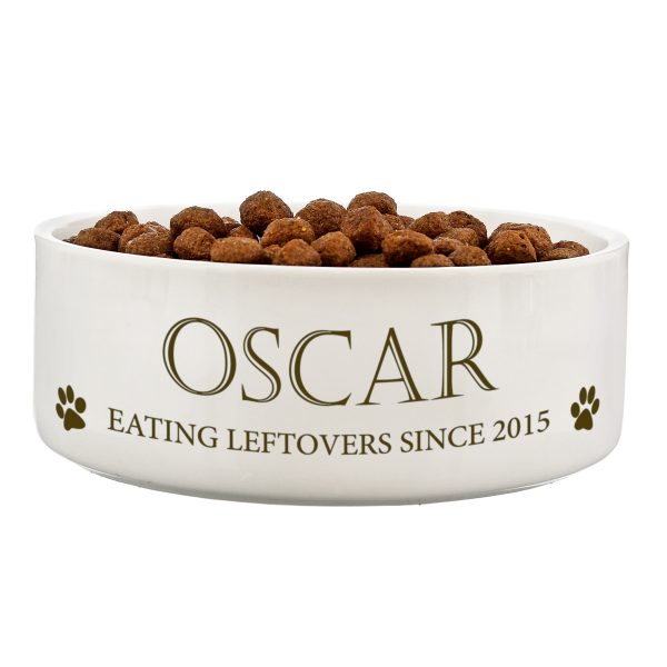 Personalised Paws 14cm Medium White Pet Bowl - Image 2