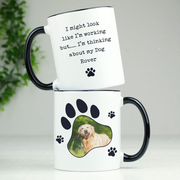 Personalised Paw Print Pet Photo Upload Black Handled Mug - Image 2