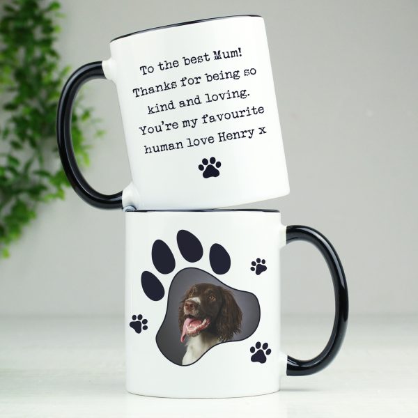 Personalised Paw Print Pet Photo Upload Black Handled Mug - Image 3