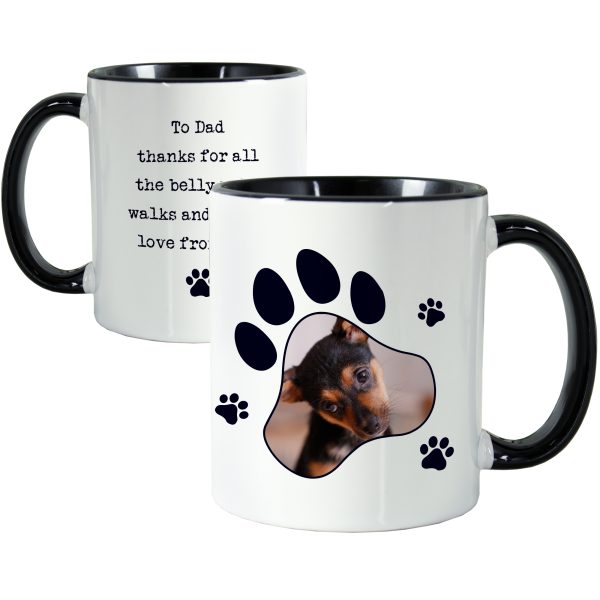 Personalised Paw Print Pet Photo Upload Black Handled Mug - Image 5